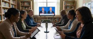 People inside a meeting room discussing about politics